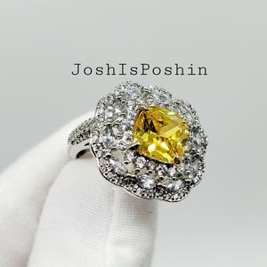 Sterling silver 925 cushion cut citrine ring sz 8